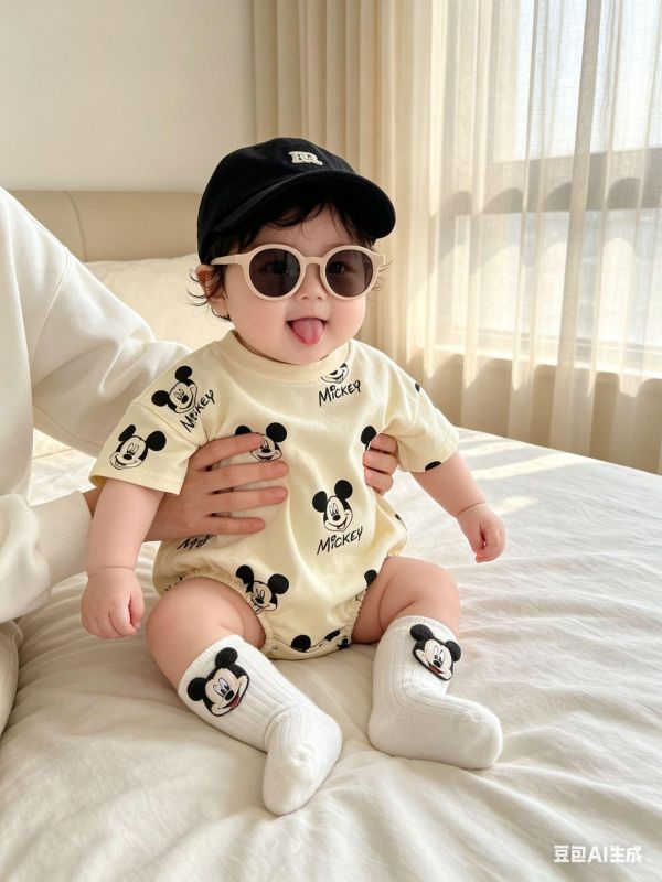 滿版米奇印花寬鬆包屁衣 