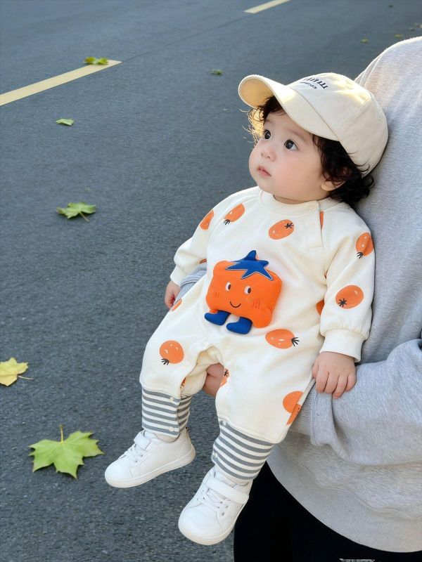 立體娃娃滿印印花拼接連身裝 