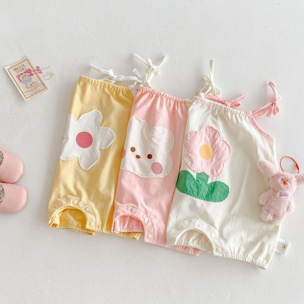 細肩綁帶可愛貼布連身裝 