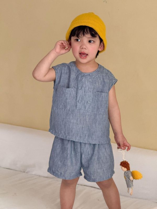 男女童刷舊水洗紋套裝/連身裙 