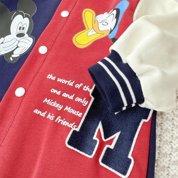 米奇唐老鴨亮眼撞色開釦連身裝 