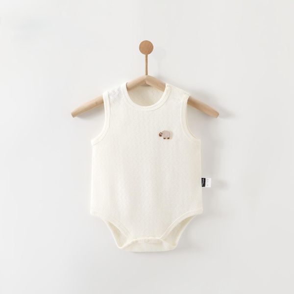 新生兒透膚貼布背心式包屁衣 