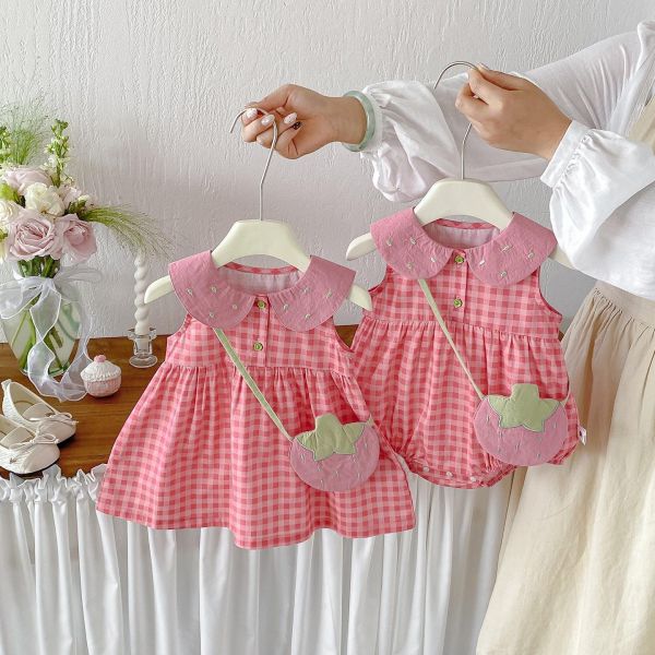娃娃領格紋包屁衣/洋裝(附番茄包) 