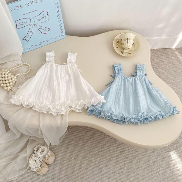 甜美蝴蝶結背帶澎澎上衣 