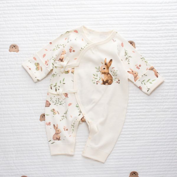 純棉兔子包手側開連身裝 