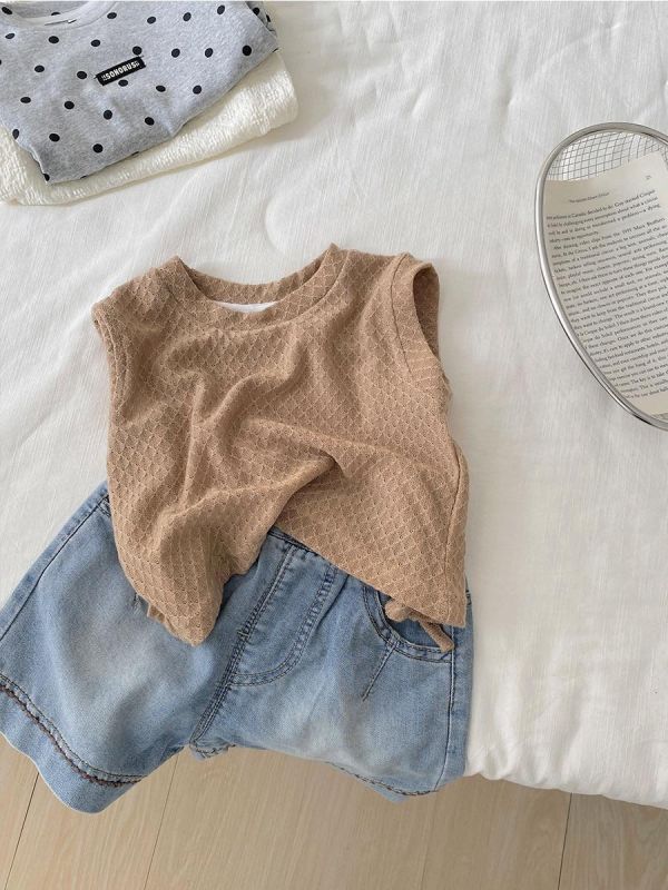 微露背綁繩透膚素色背心 