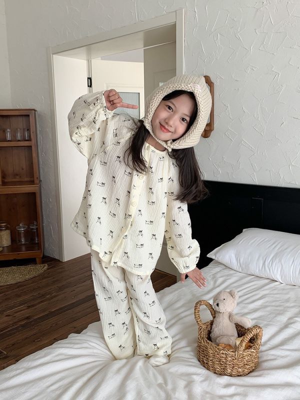 紗布棉透氣居家睡衣套裝 