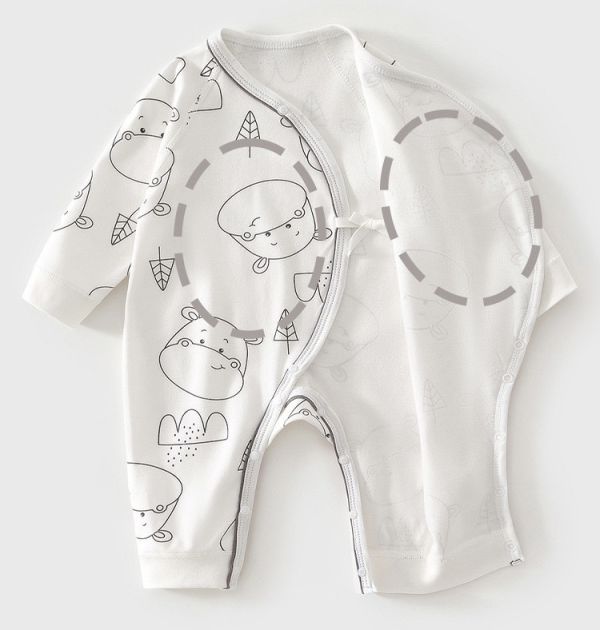 新生兒純棉雙層側開綁肚連身裝 