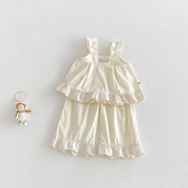 氣質花邊蕾絲拼接背心兩件式套裝 