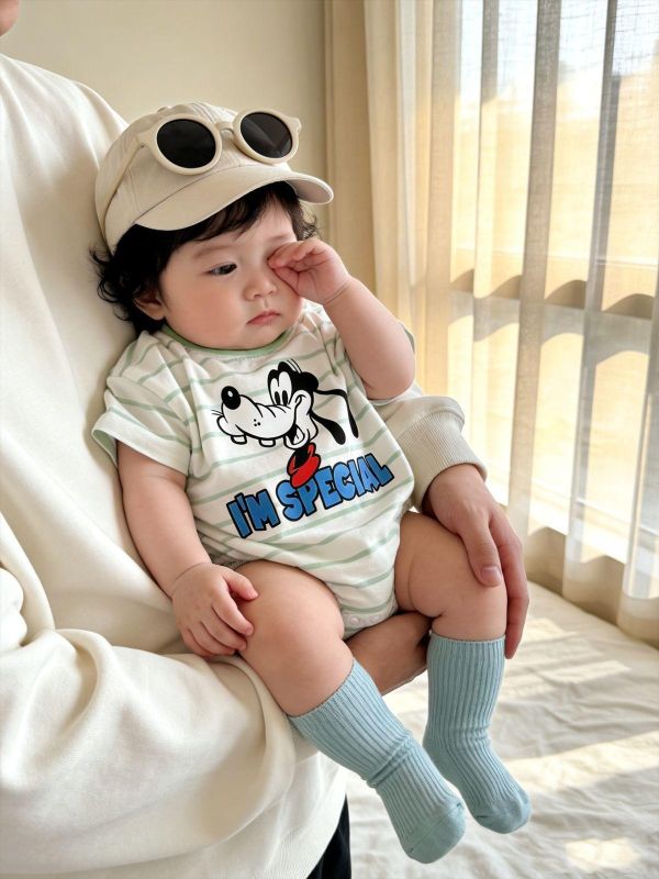 可愛高飛條紋寬鬆包屁衣(2色) 