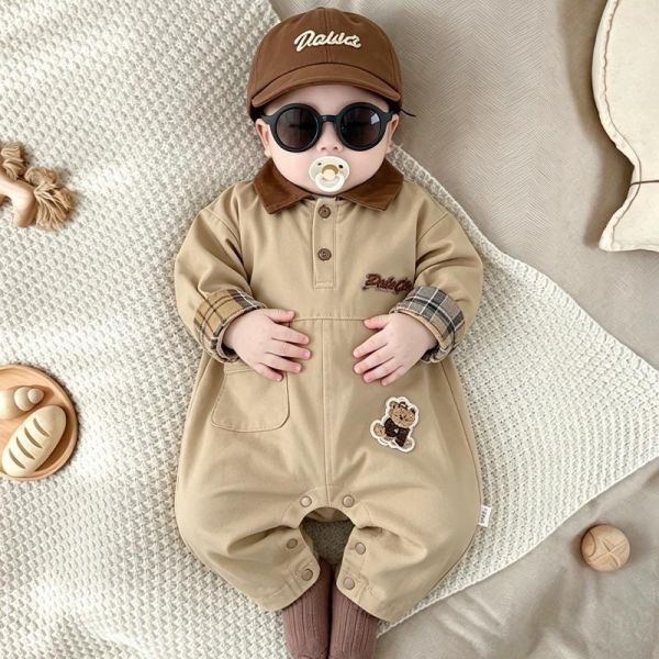 秋季巴恩風翻領工裝連身服 