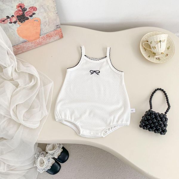 小香風簡約蝴蝶結細肩包屁衣 