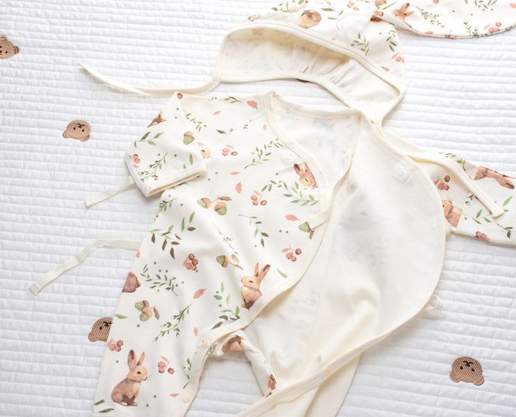 純棉兔子包手側開連身裝 