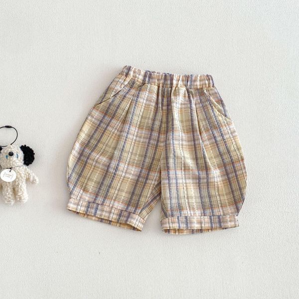 復古英倫格紋燈籠短褲 