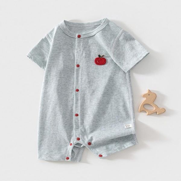 新生兒夏季素色蘋果紅釦連身裝(3色) 