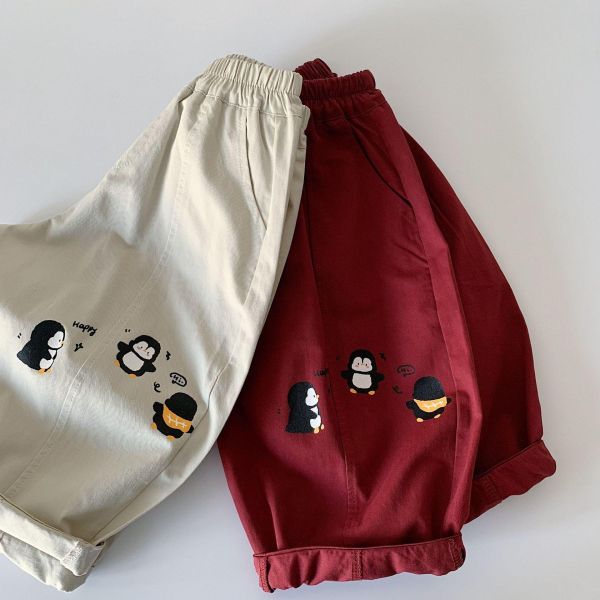 素色企鵝印花休閒長褲 