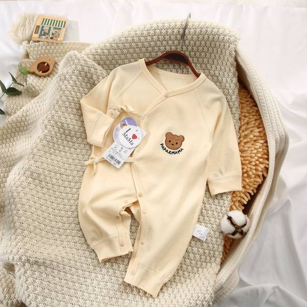 新生兒雙層側開刺繡連身裝 
