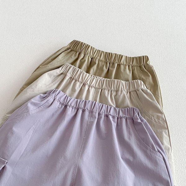 素色工裝大口袋束口長褲 