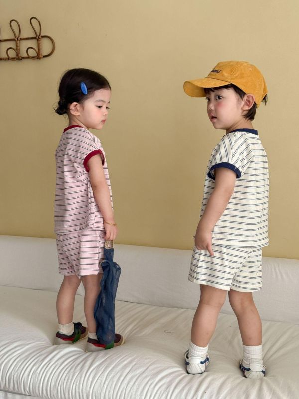 可愛釣魚條紋兩件式套裝 