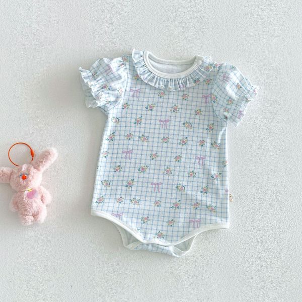 超萌花邊圓領可愛印花彈力包屁衣 