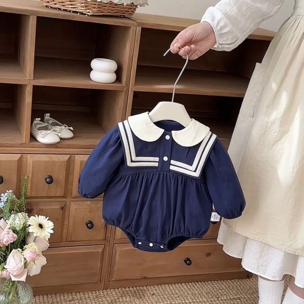 海軍風雙釦翻領包屁衣 