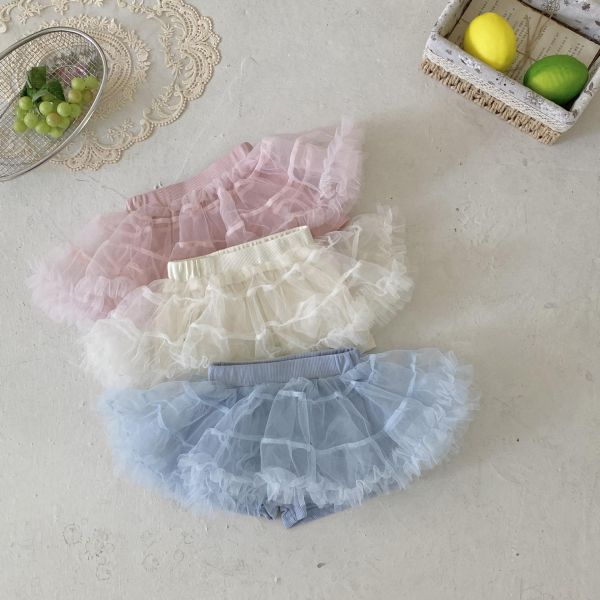 夏季糖果色網紗蛋糕褲裙 