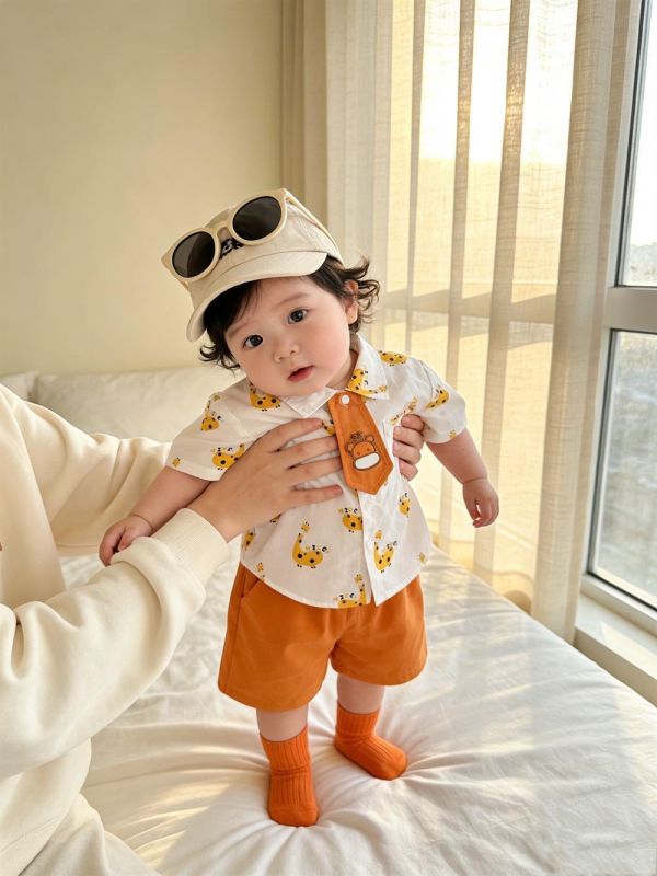 可拆式領帶襯衫+短褲套裝(3款) 