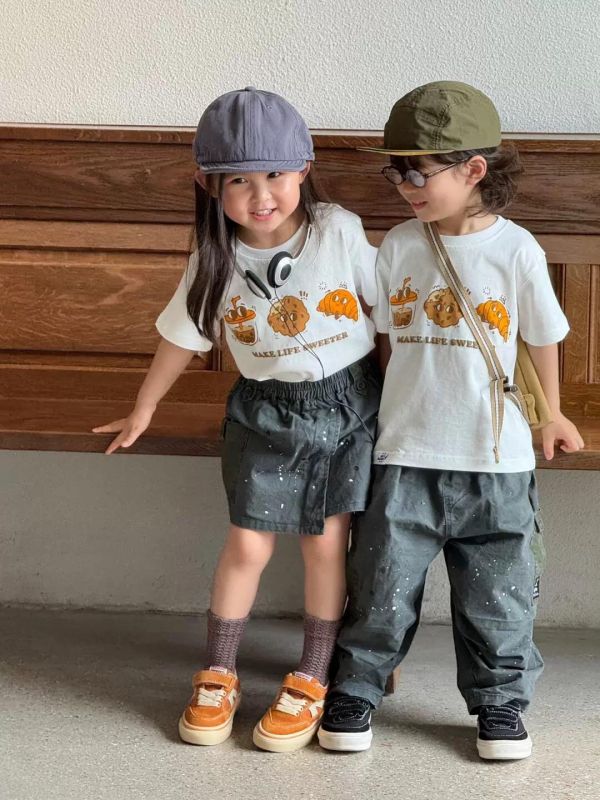 親子麵包可頌雙面印花上衣 