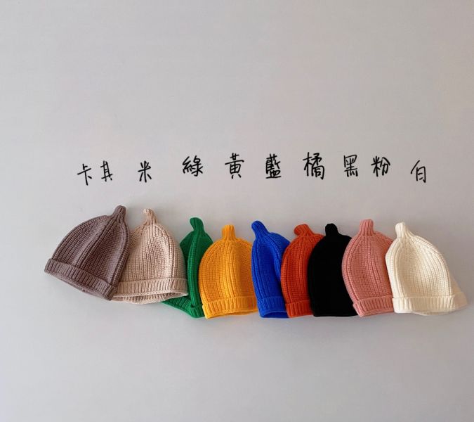 尖頭奶嘴針織瓜皮毛帽 