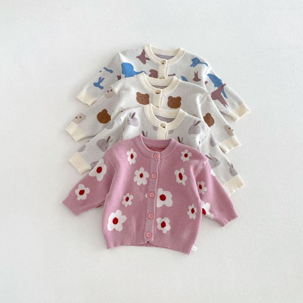 可愛印花針織開釦外套 