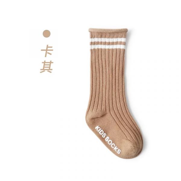 卷邊雙槓新生兒止滑長筒襪 