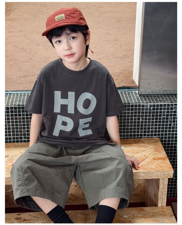 Hope字母素色T恤上衣 