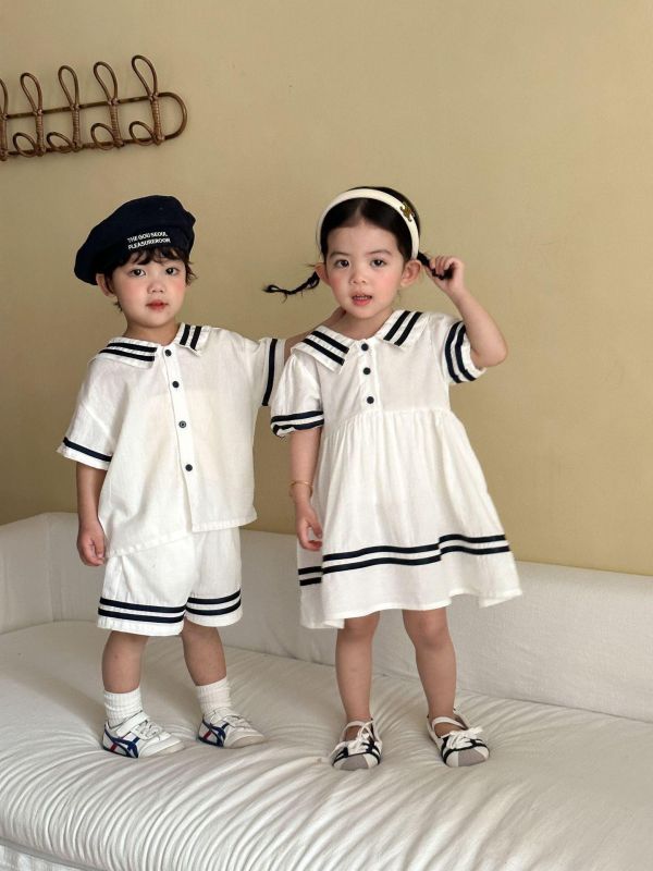 男女童海軍風兩件式套裝/洋裝 