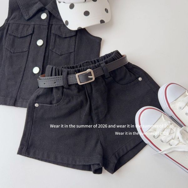 復古港風翻領背心式兩件套套裝(附皮帶) 