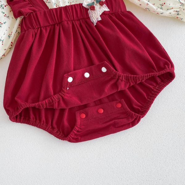 假兩件碎花吊帶鬆緊包屁衣 