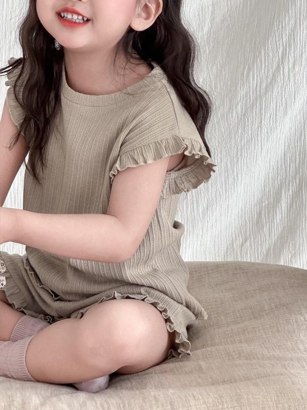 素色荷葉邊透氣可外穿居家套裝(6色) 