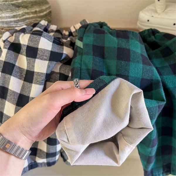 鬆緊時尚格紋休閒哈倫褲 