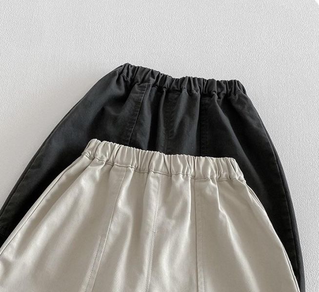 造型反摺格紋素色休閒長褲 