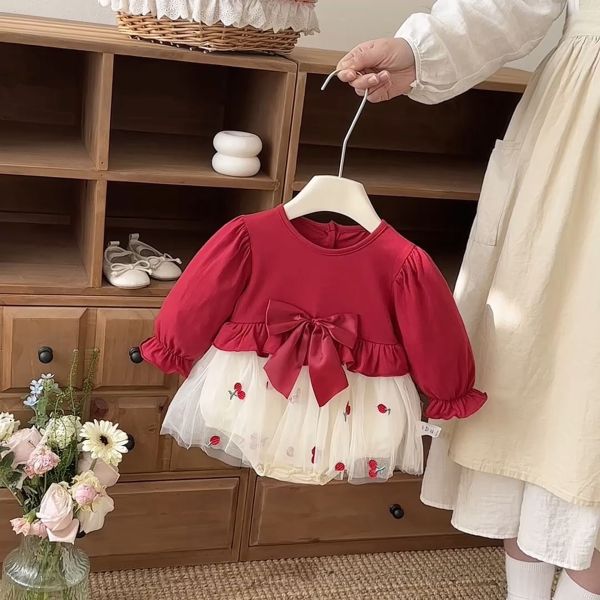 假兩件大蝴蝶結櫻桃包屁裙 