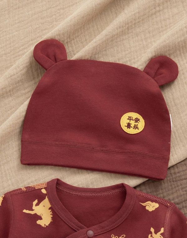 新生兒滿版小馬側開純棉包屁衣 