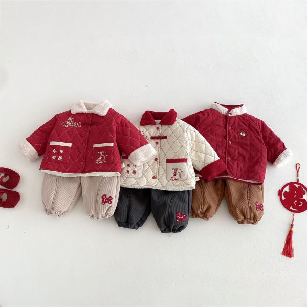 『現貨100cm』小馬刺繡燈芯絨加厚長褲 