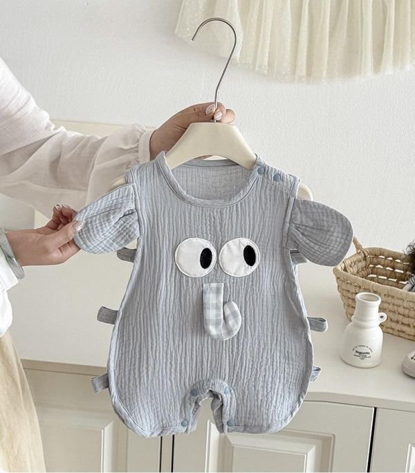 可愛大象紗布棉側鏤空琵琶衣 