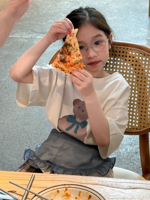 小熊蝴蝶結印花寬鬆上衣 