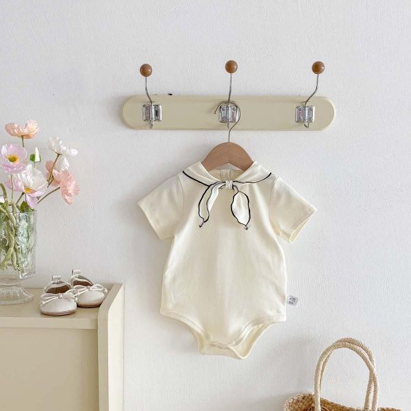 氣質簡約素色綁帶領結包屁衣 