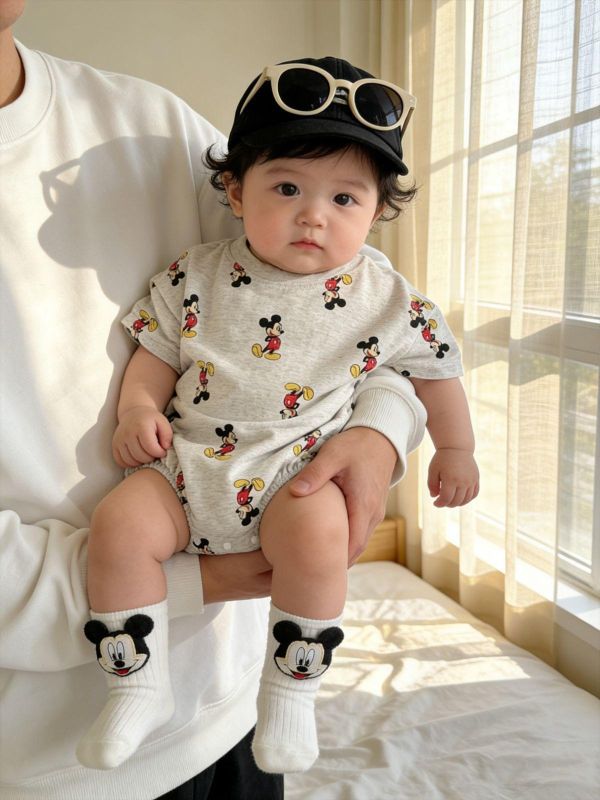 滿版米奇印花寬鬆包屁衣(2色) 