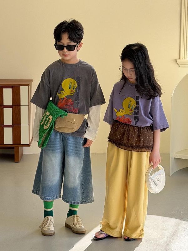 可愛刷舊崔弟印花寬鬆上衣 