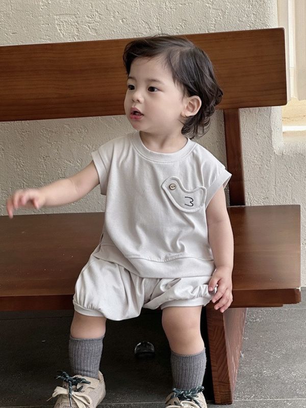 日系簡約鴿子背心兩件式套裝 