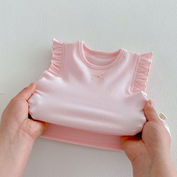 素色木耳邊打底背心 