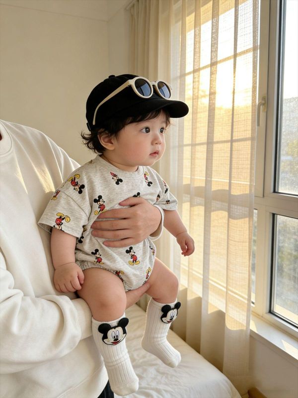 滿版米奇印花寬鬆包屁衣(2色) 