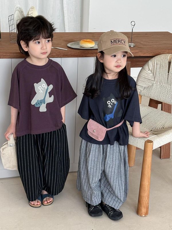 背包貓咪印花寬鬆上衣 